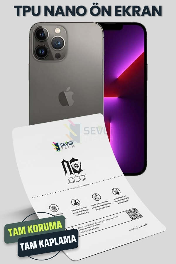 iPhone 13 Pro için TPU Nano Ekran Koruyucu – Şeffaf, Mat, Hayalet iPhone 13 Pro TPU Nano Ekran Koruyucu