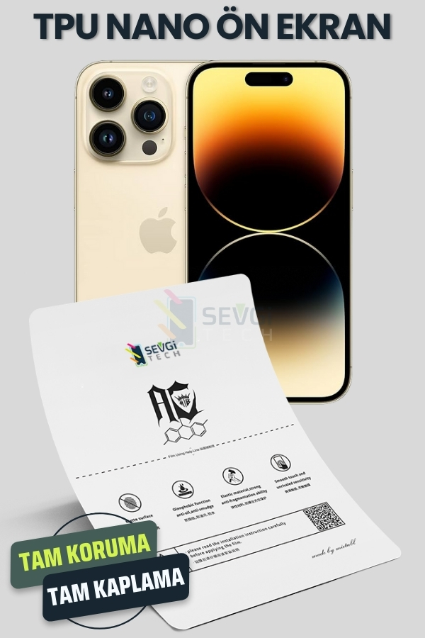 iPhone 14 Pro için TPU Nano Ekran Koruyucu – Şeffaf, Mat, Hayalet iPhone 14 Pro TPU Nano Ekran Koruyucu