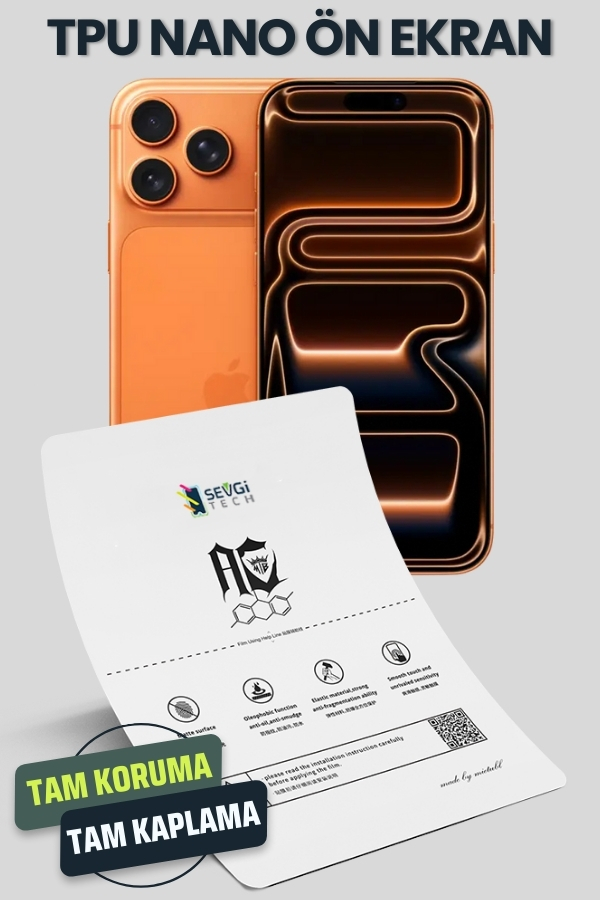 iPhone 17 Pro TPU Nano Ekran Koruyucu – Şeffaf, Mat, Hayalet iPhone 17 Pro TPU Nano Ekran Koruyucu